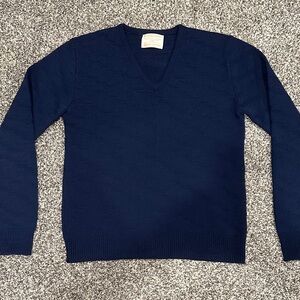 Vintage Pendleton Men's V-Neck Sweater in Deep Blue